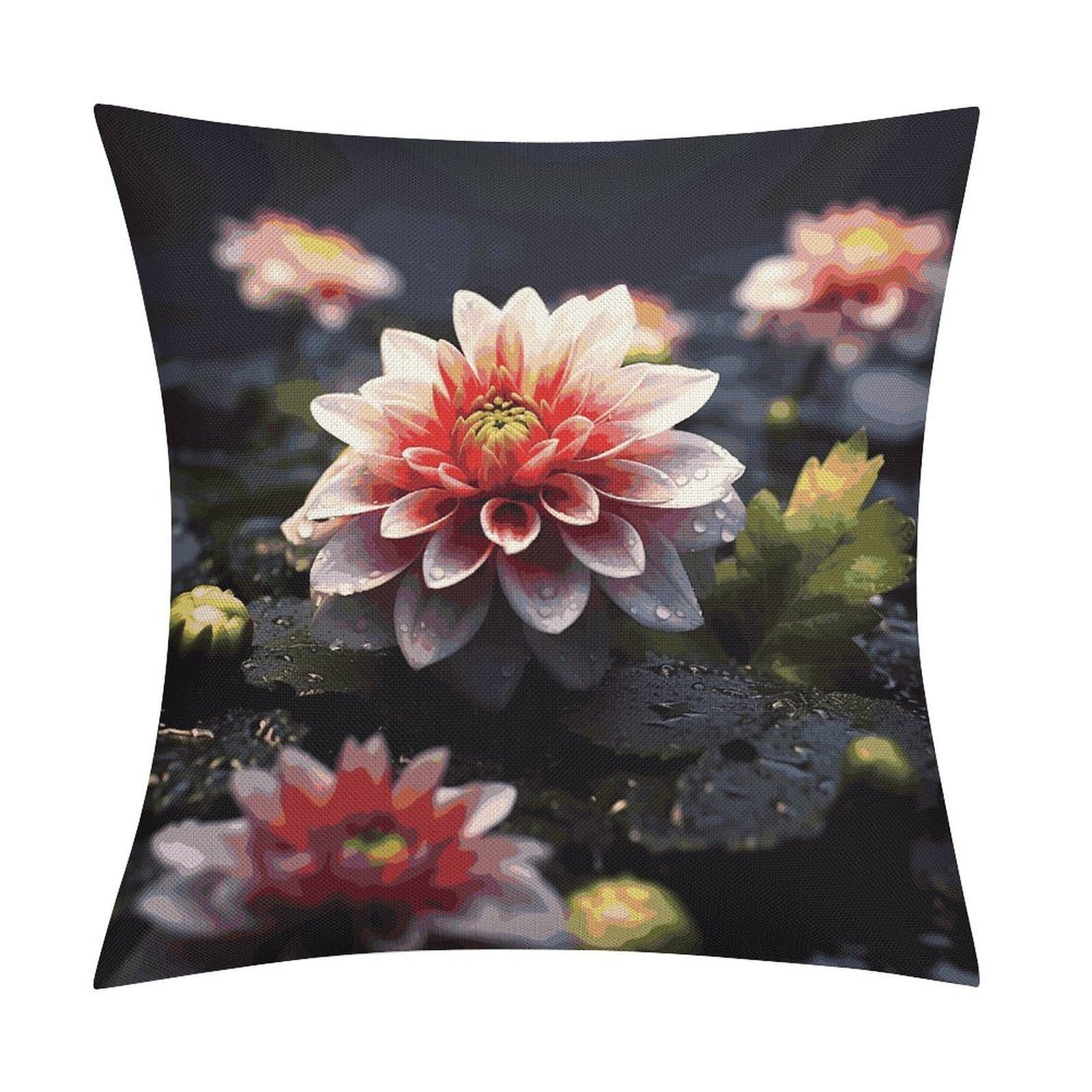 Fodpand Style Flower1 Pillow Covers 18X18 Inch, Pillow Cases Boho Farmhouse, Throw Pillow Covers For Couch Sofa Bed Spring Home Decor