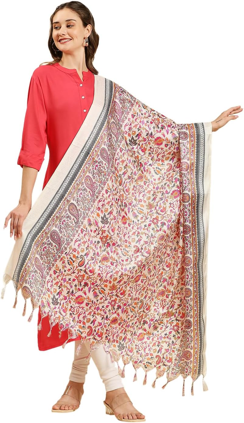 DUPATTA BAZAAR Women's Floral Silk Blend Dupatta