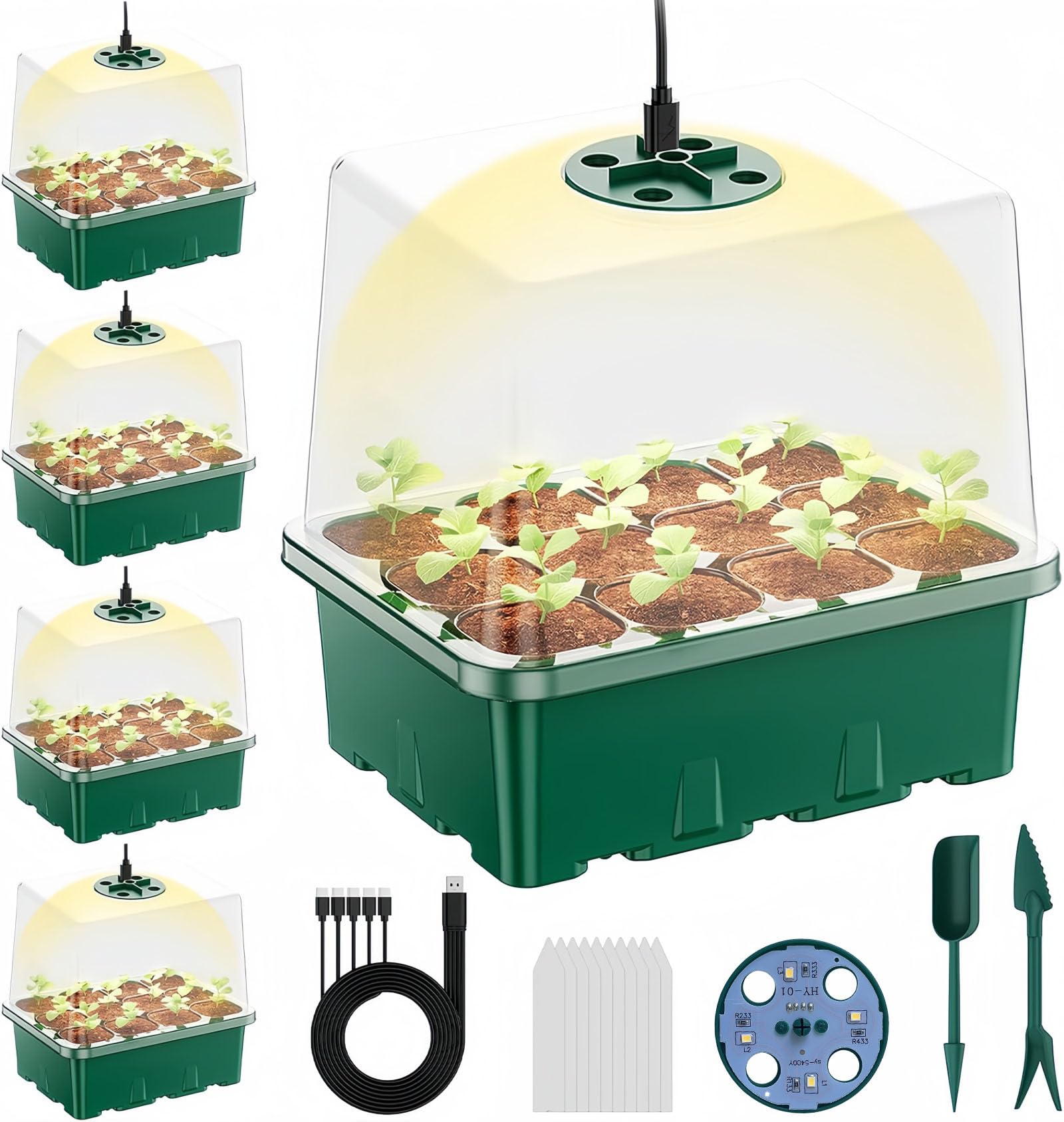 Fox·Bunny Propagatore Per Piante – 3 Vassoi Da 12 Celle Con Coperchio E Prese D’aria Regolabili – Kit Da Giardinaggio Indoor Con Utensili - 4