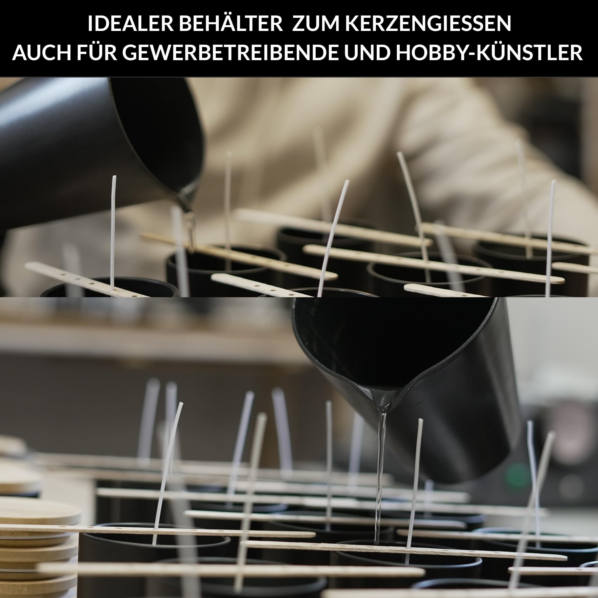 22Feels 20x (295ml) EU-REACH-GEPRÜFT Premium Kerzengläser Matt-Schwarz Hitzebeständig Luftdicht mit Bambus-Deckel, DIY Kerzen Selber Machen Gießen Zubehör, Geschenkidee, Gewürz Glas, Wiederverwendbar