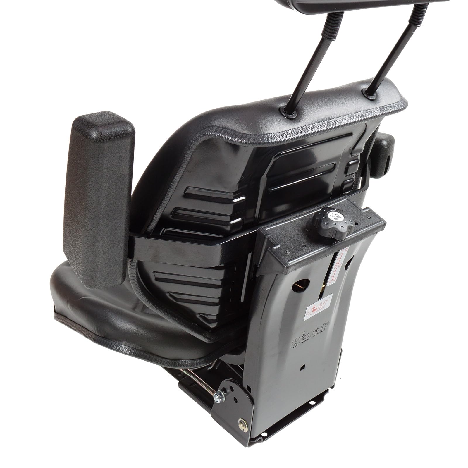 DEMA Traktorsitz Schleppersitz ST11BS-07BE – schwarzer Sitz mit Armlehnen und Kopfstütze, ergonomisch, komfortabel, ideal für Traktoren und Nutzfahrzeuge, langlebig, verstellbar, für lange Fahrten