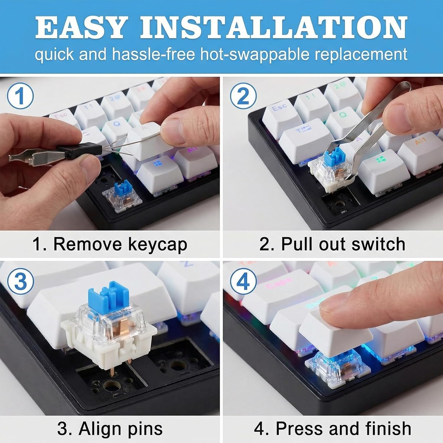 50Pcs Blue clickers for 3D Prints Mechanical Keyboard Switches