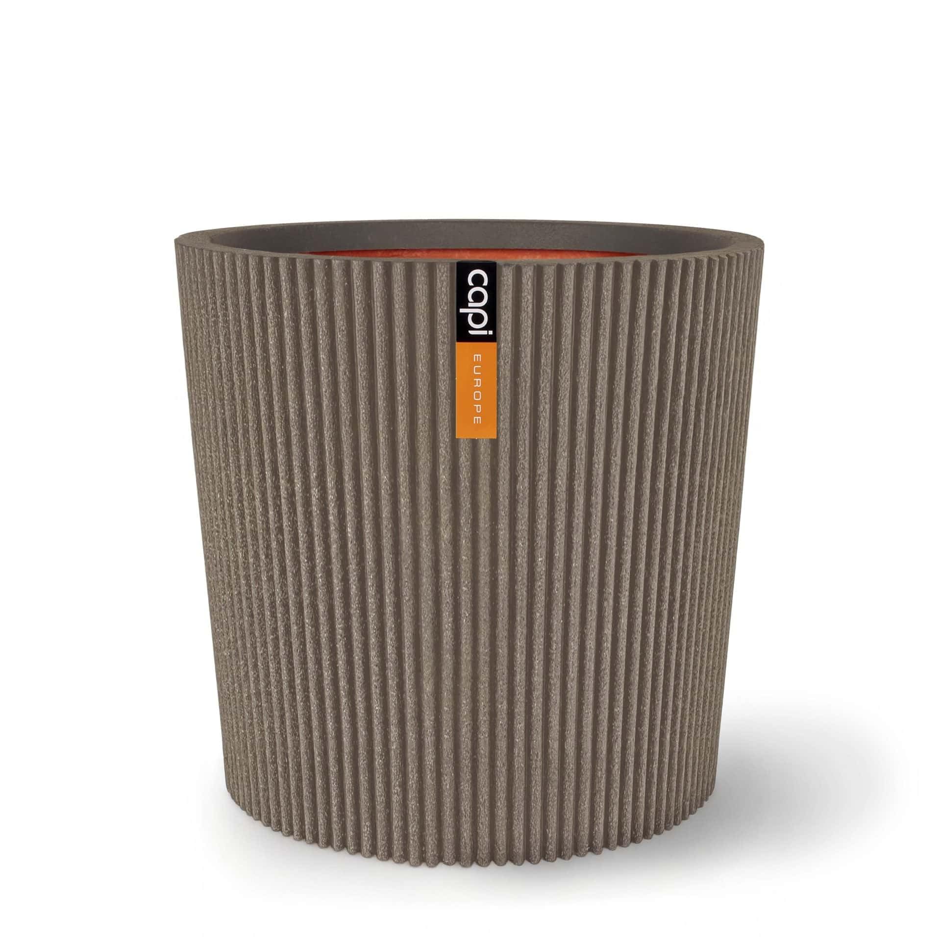 Capi Europe Groove - Warm Taupe - Vase Conical Groove Nl - 36X34 - Warm Taupe - Opening Ø29 - Pot For Indoor And Outdoor Use - Shatterproof - 100% Recyclable - Kgvwt612