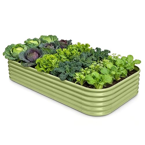 Galvanized Raised Garden Bed 8x4x1.5 ft, 18" Tall Metal Planter