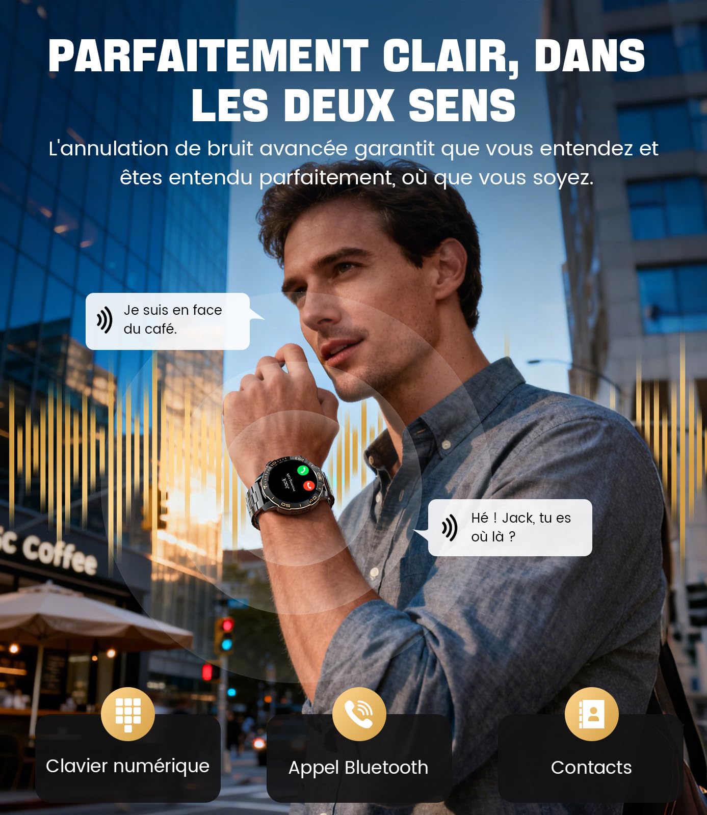 Montre Connectée Homme Militaire, Appel Bluetooth Smartwatch avec 1.43"AMOLED Écran/800 Batterie, 170+Modes Sportifs, IP68 Étanche Fréquence Cardiaque/Suivi du Sommeil pour Android iOS, Noir