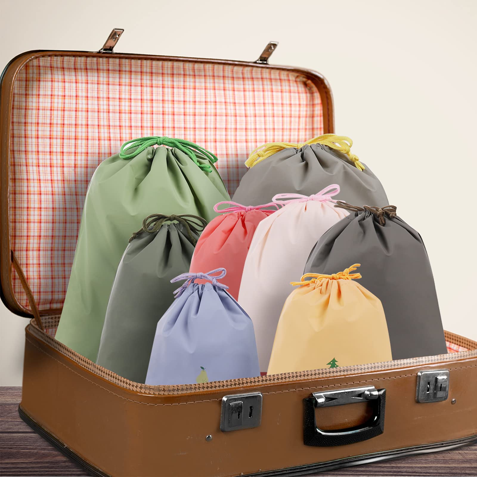 8 Pezzi Sacchetti da Viaggio Impermeabili con Coulisse, Borsa Sportiva da Simpatico Cartone Animato, con Chiusura a Cordoncino per Articoli da Toeletta