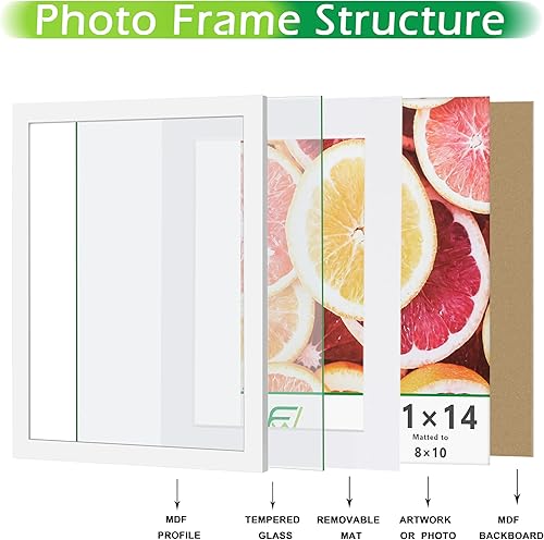 Vista 60 de FrameWorks Marcos de fotos clásicos de madera de 11 x 14 a 8 x 10 pulgadas con vidrio templado, roble natural, paquete de 6