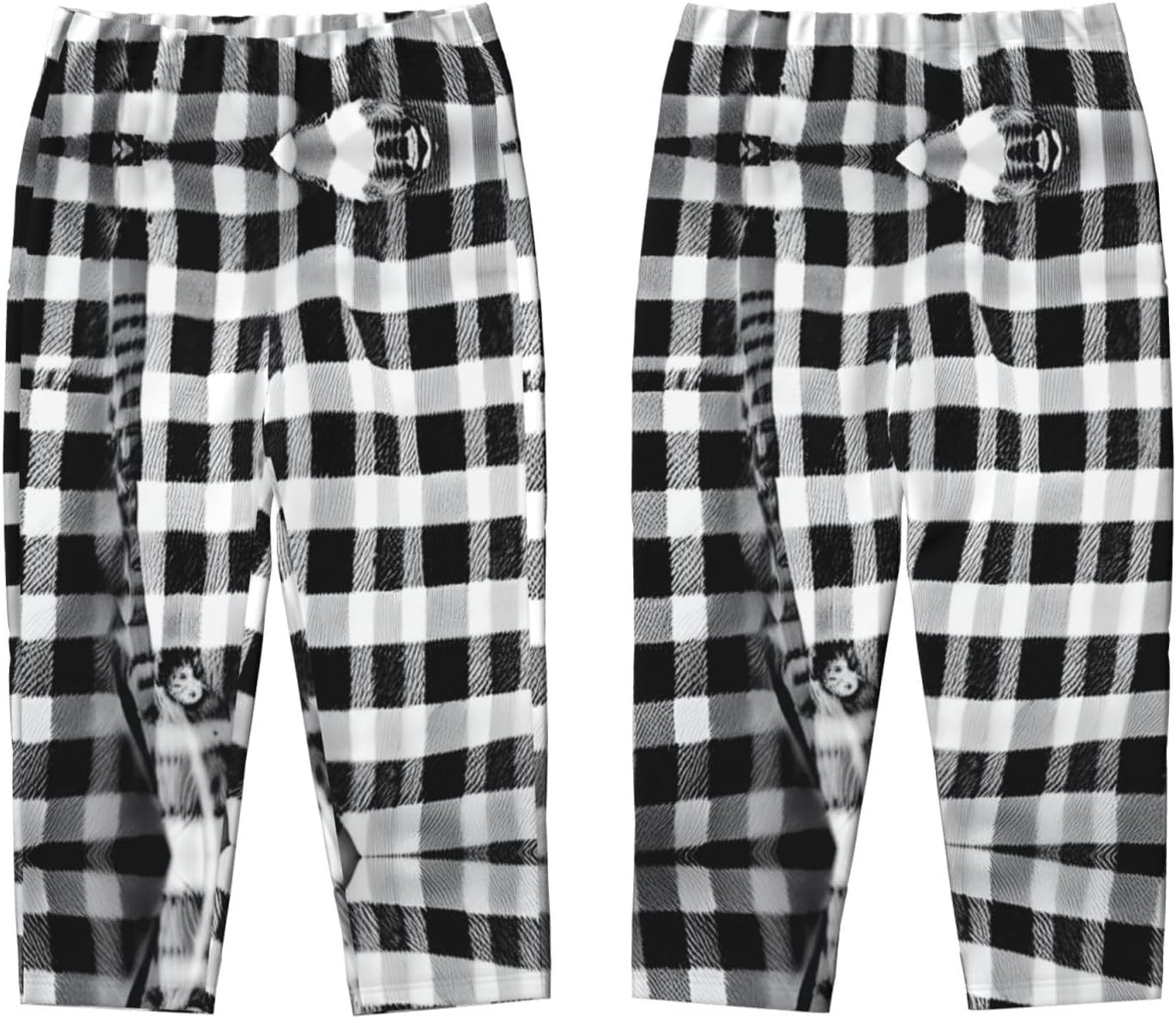 Black And White Plaid Print Fashion Pajama Bottoms,Cotton Pajamas,For Both Lounging At Home And Casual Outings