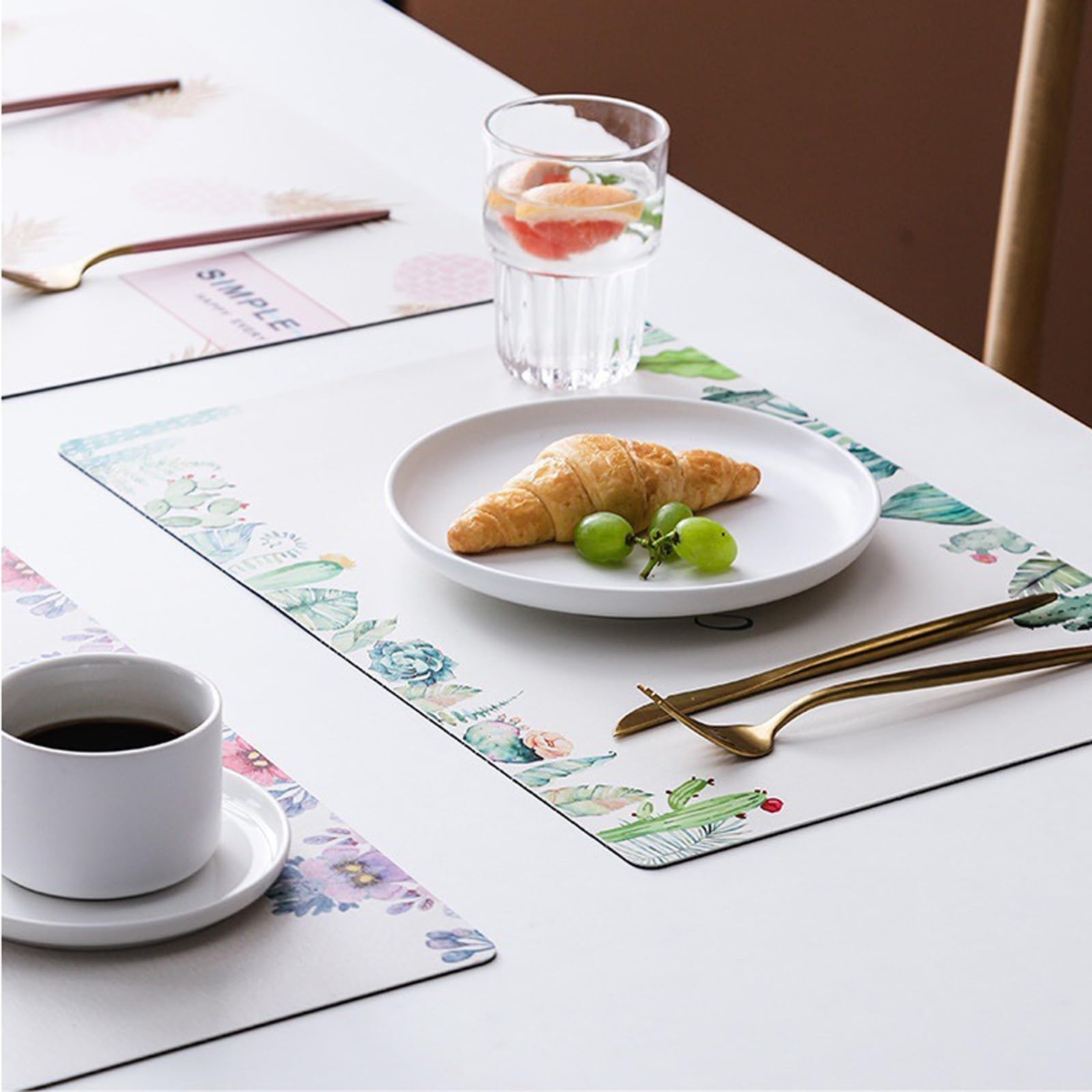 Decoración de Mesa, manteles Individuales, tapete de Cocina y Comedor de Cuero Estampado, Impermeable y Antideslizante de Doble Cara para el hogar.