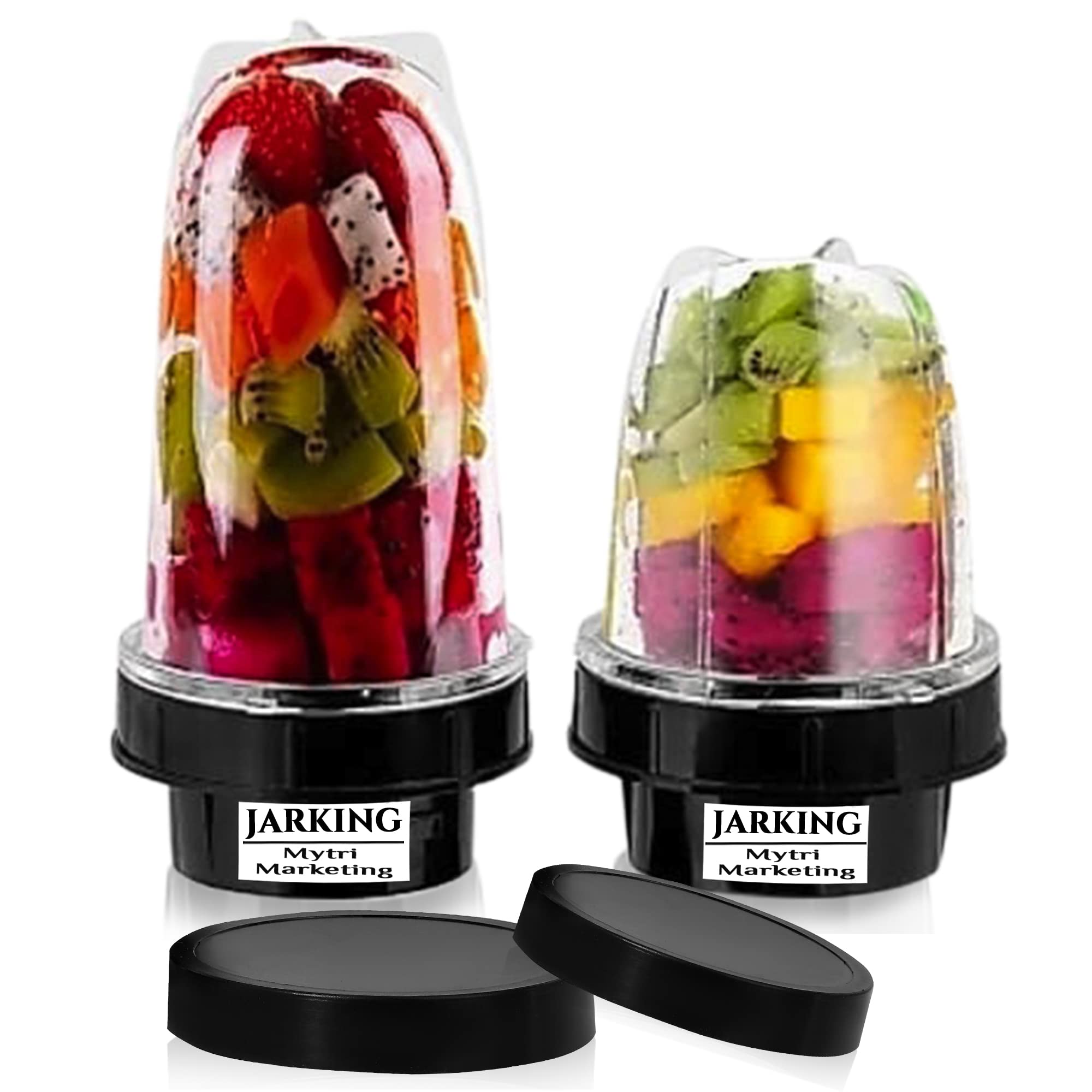 Jarking Bullet Jar for Mixer Grinder Set of 2 (530 ML & 350 ML) ABS Transparent Plastic Mixer Juicer Jar, Black, MA06-image-19