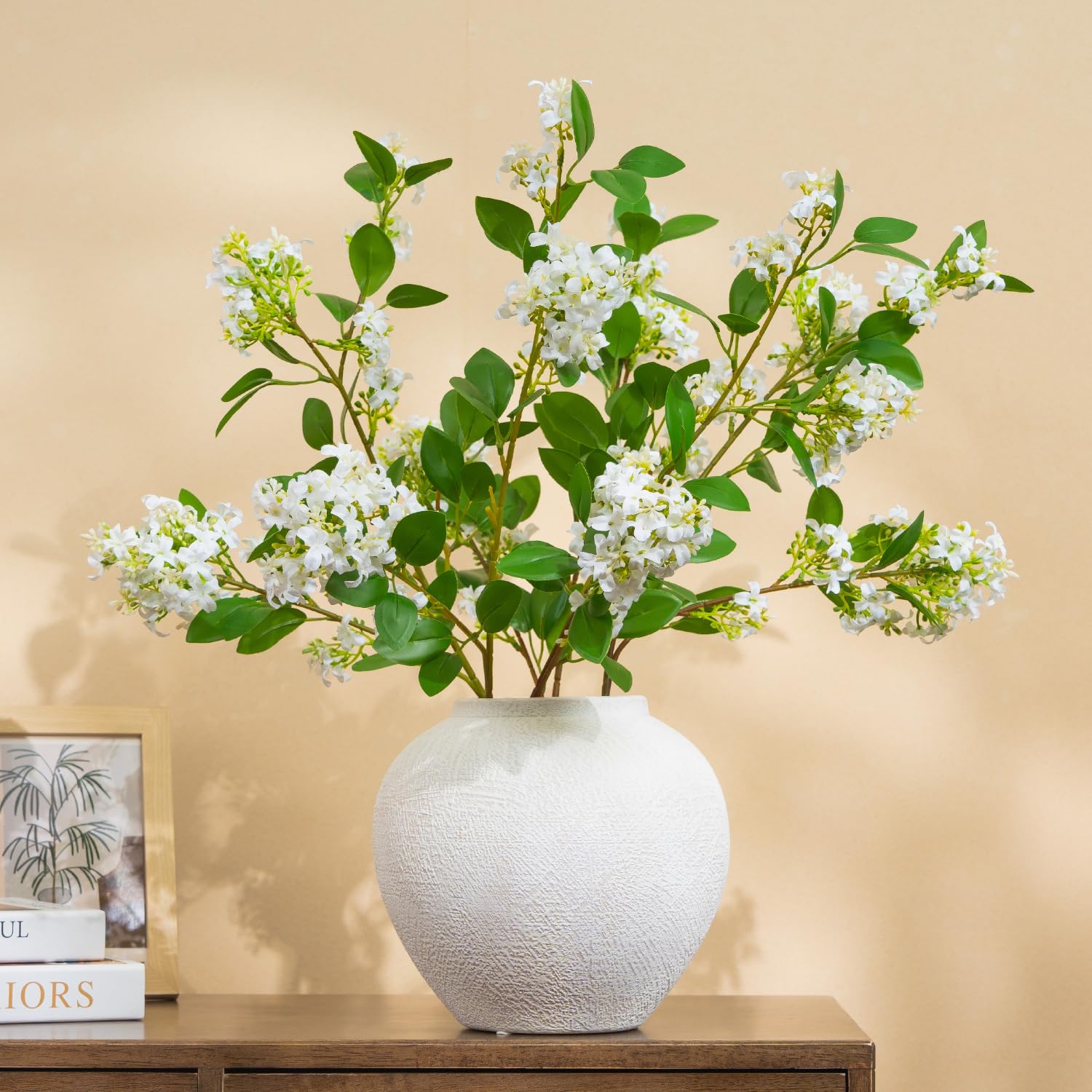 Photo 1 of Somikis 6 PCS 31" Artificial Plants, Faux Branches for Vase, Faux Greenery Stems, Fake Plants Faux Stems Silk Flowers for Home Office Garden Wedding Indoor Outdoor Decor (White Daphne)