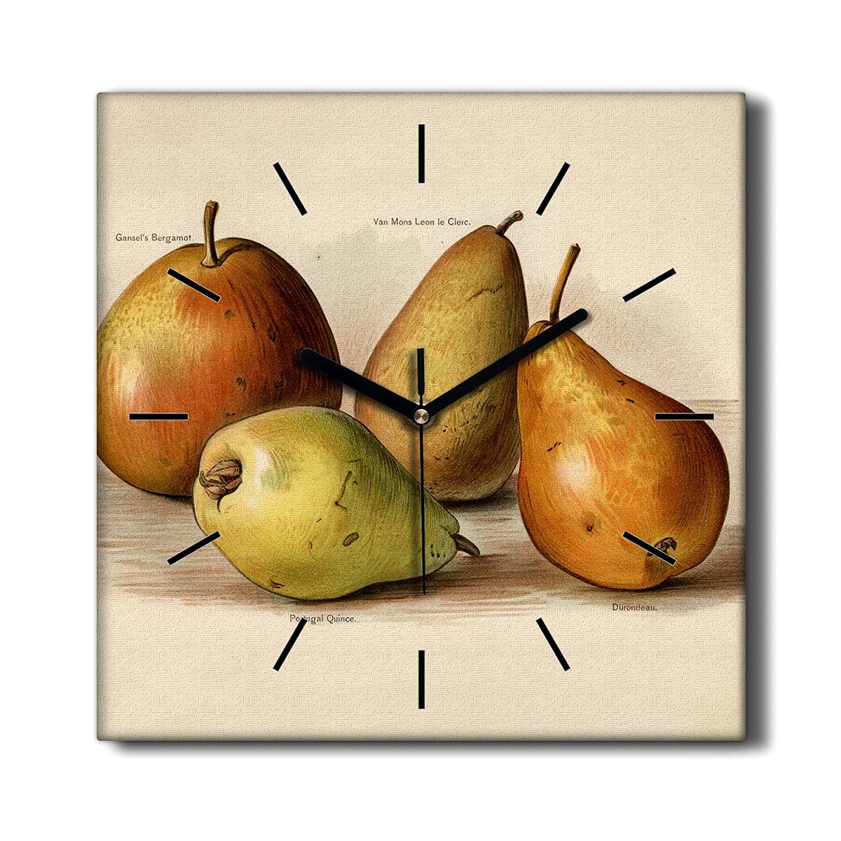 Horloge sur toile Coloray de qualité supérieure au motif raffiné fruits de poire 30x30
