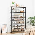HOOBRO 10-Tier Shoe Rack, Large Capacity Shoe Storage Organizer, Holds 36-45 Pairs of Shoes, Metal Frame, Industrial, for Entryway, Hallway, Closet, Dorm Room, Industrial, Rustic Brown BF171XJ01