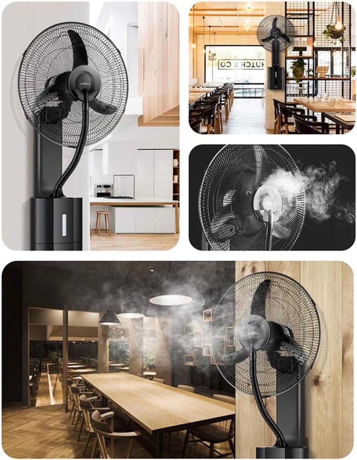 Mural Commercial Nébulisé Ventilateur Haute Puissance Rafraîchisseur Humidificateur Industriel Eau pour Atelier, Prise UK 3 Broches BS 1363 Inclus