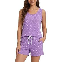 ENJOYNIGHT Womens Pajamas Set Sleeveless Tee and Shorts Sleepwear Tank Top Pjs Set With Pockets