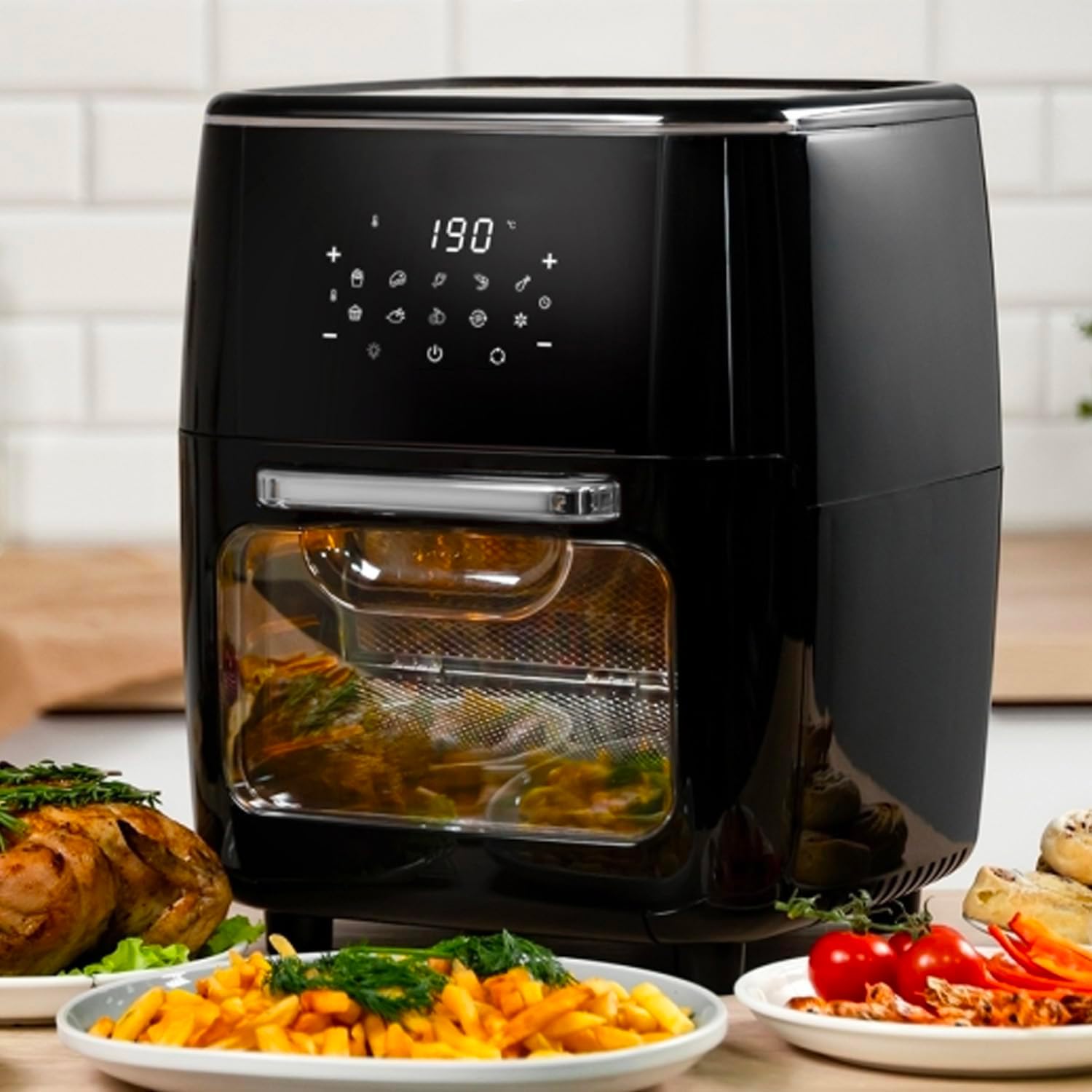 Forno Multifunzione e Friggitrice ad Aria 14L - Cottura Uniforme e Salutare, Display Digitale, Inclusi 4 Accessori Versatili - Ideale per Friggere, Grigliare, Cuocere al Forno