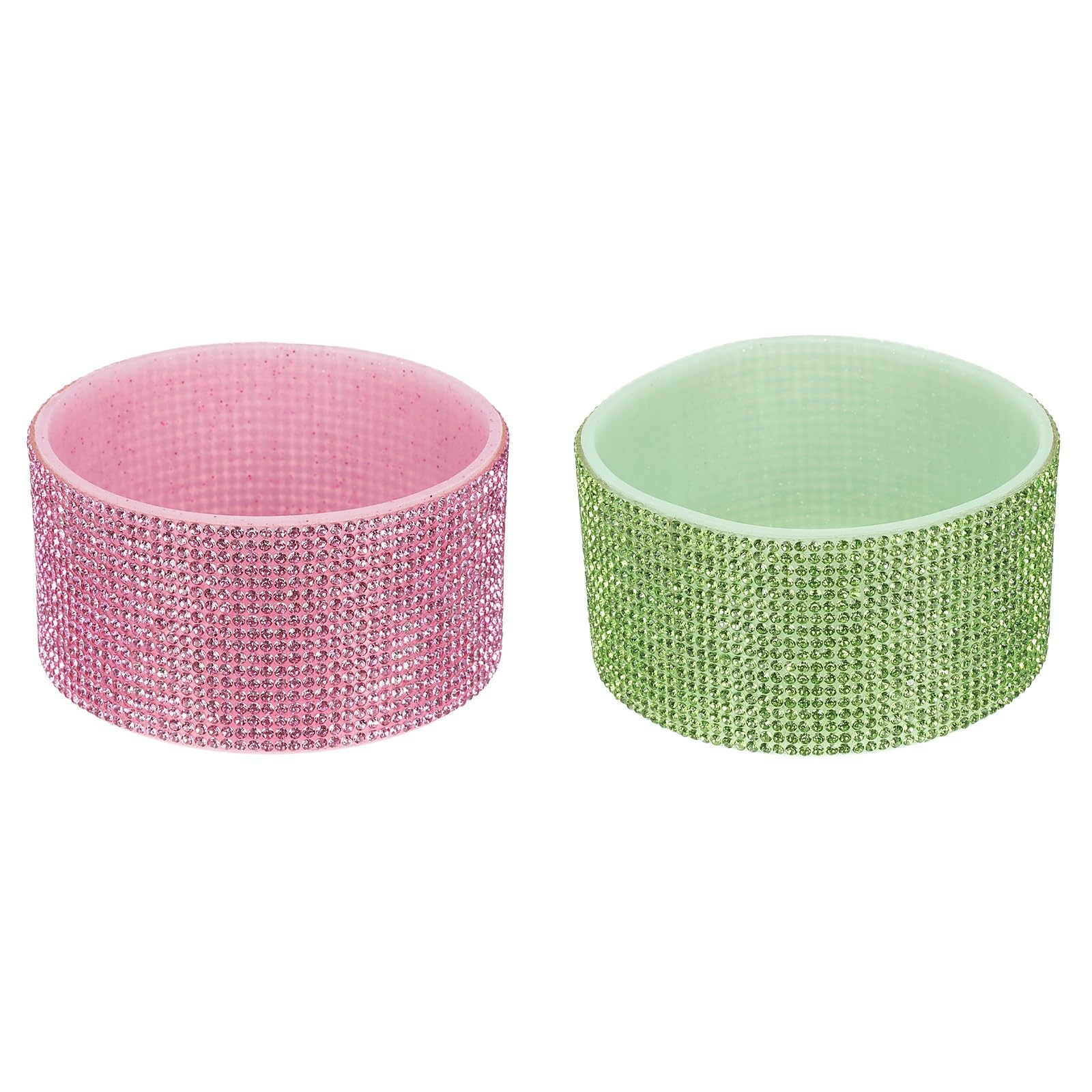 PATIKIL Glitter Silicone Boot, 2 Pcs Diamond Water Bottle Protective Boot Shining Anti Slip Cup Sleeve Accessories for Stanley Tumbler 20-40OZ with 2.9"-3" Bottom, Pink/Green