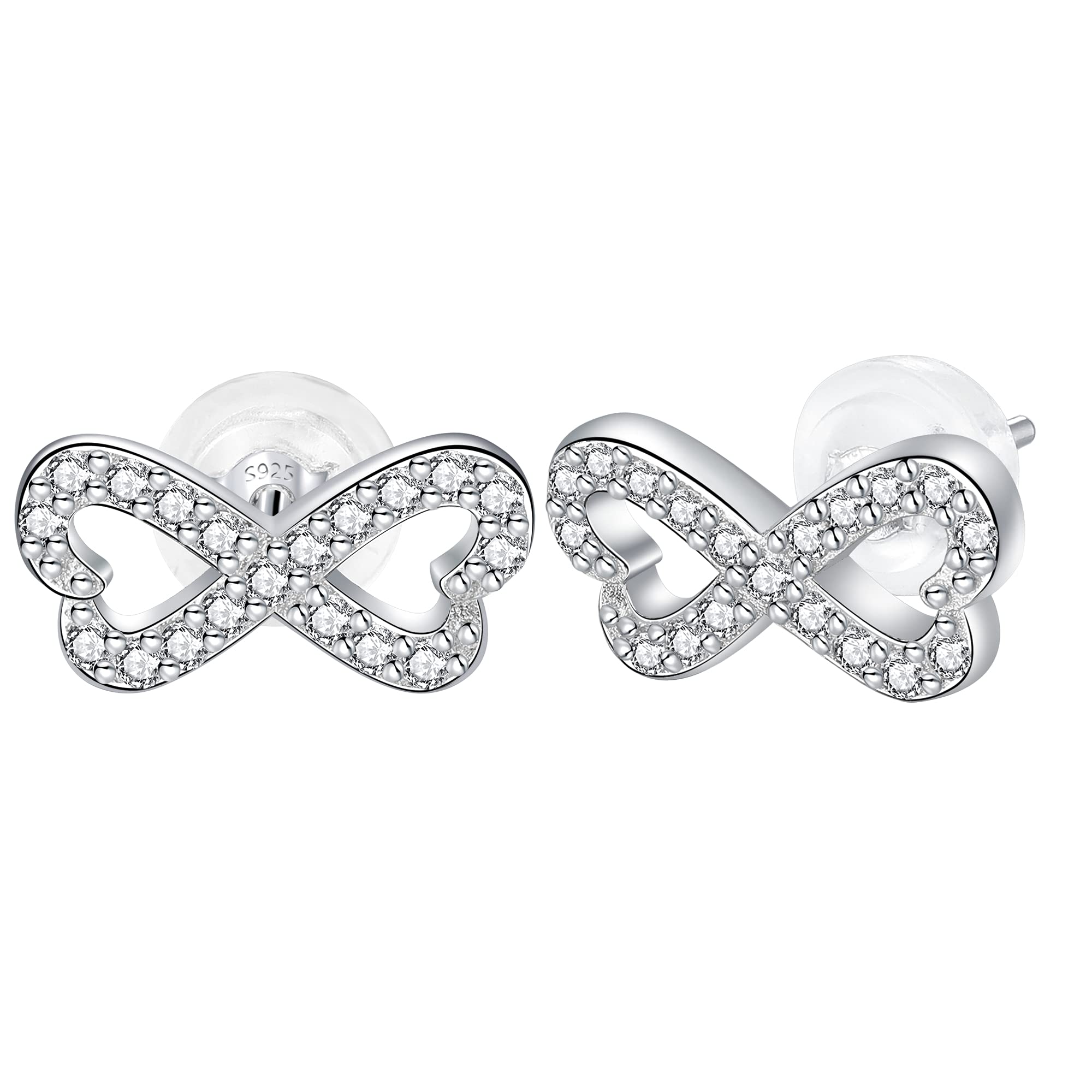 J.MUEN Orecchini Infinito In Argento Sterling 925 Con Zirconia Cubica AAA - Simbolo Amore Eterno, Regalo In Scatola Portagioie - 2