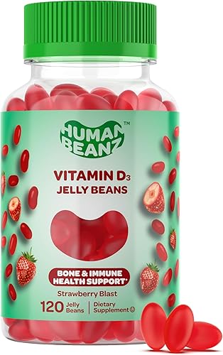 Miniatura 1 de Human Beanz Vitamin D3 Jelly Bean Gummies for Adults Immunity Support 2000 IU Vitamin D Nutritional Vegetarian Supplements 120 Strawberry Blast