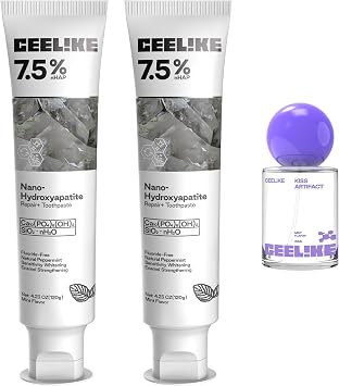 CEELIKE 7.5% Hydroxyapatatite Toothpaste 2 Pack 120g | Tooth Enamel Restoration, Sensitive Teeth Care, Natural Mint Scent + CEELIKE Mint Taste Spray | Prevents Breath