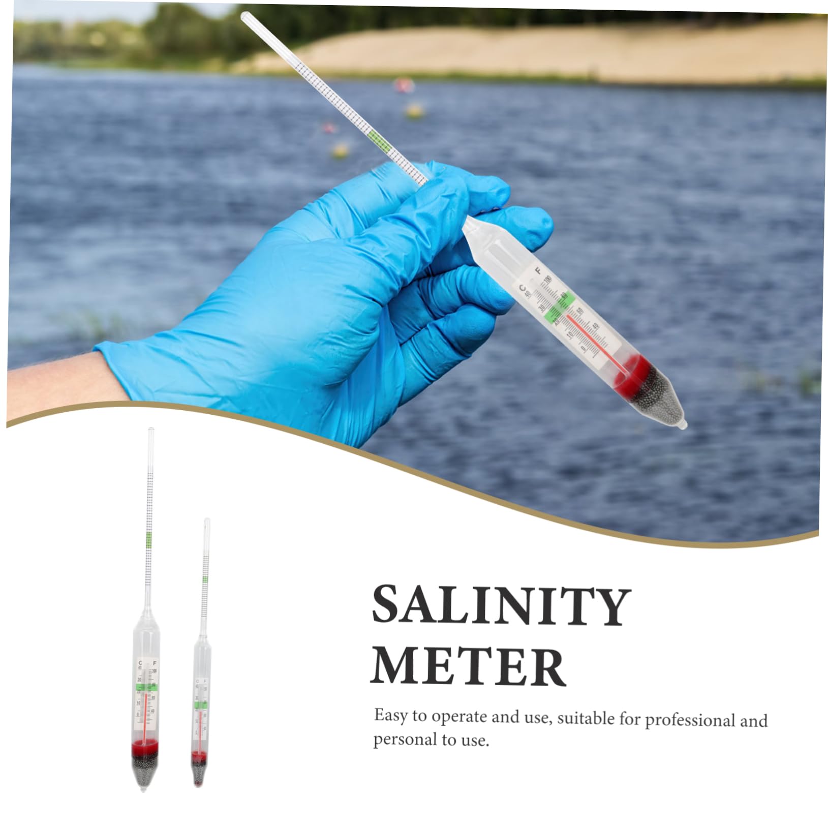 FONDOTIN Precision Meter Digital Pen-Type Aquarium Salt Tester Kit Fish Tank Hydrometer Temperature Gauge