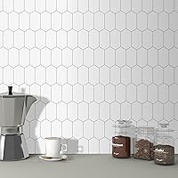 Vista 1 de SUNWINGS Backsplash Tile for Kitchen Peel and Stick, Stone Composite Self Adhesive Tiles Small Long Hexagon Mosaic Wall Tile for Kitchen,10 Sheets