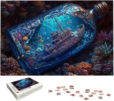 Ocean Puzzle 1000 Pieces, Wooden 1000 Piece Jigsaw Puzzle for Adults 75x50cm, Landscape Puzzle with Beautiful Packing Box, DIY Adult Challenge Challenging Family Fun Game, Home Decor,7229
