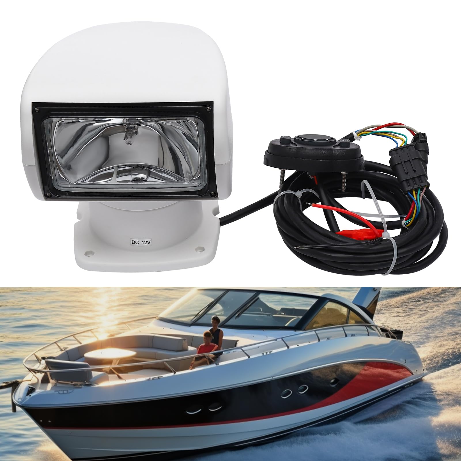 Drehbar Bootsscheinwerfer,Boot Suchscheinwerfer,Wasserdicht Scheinwerfer Marine Mit Fernbedienung FüR Yachten, Fischerboote