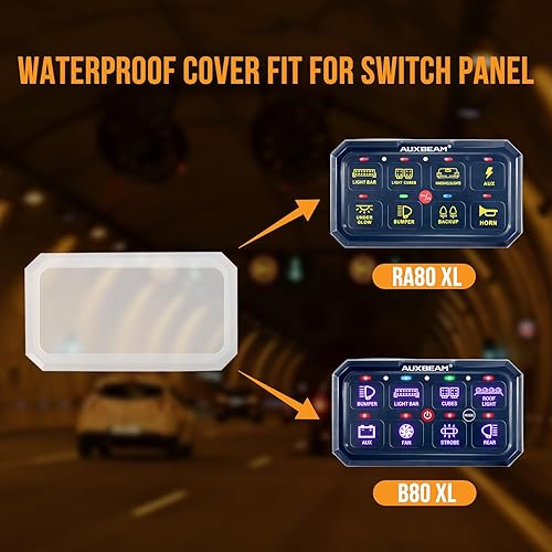 Miniatura 3 de Auxbeam Cubierta impermeable del panel de interruptores Funda protectora de silicona transparente para panel de interruptor de 8 bandas RA80 XL RB80
