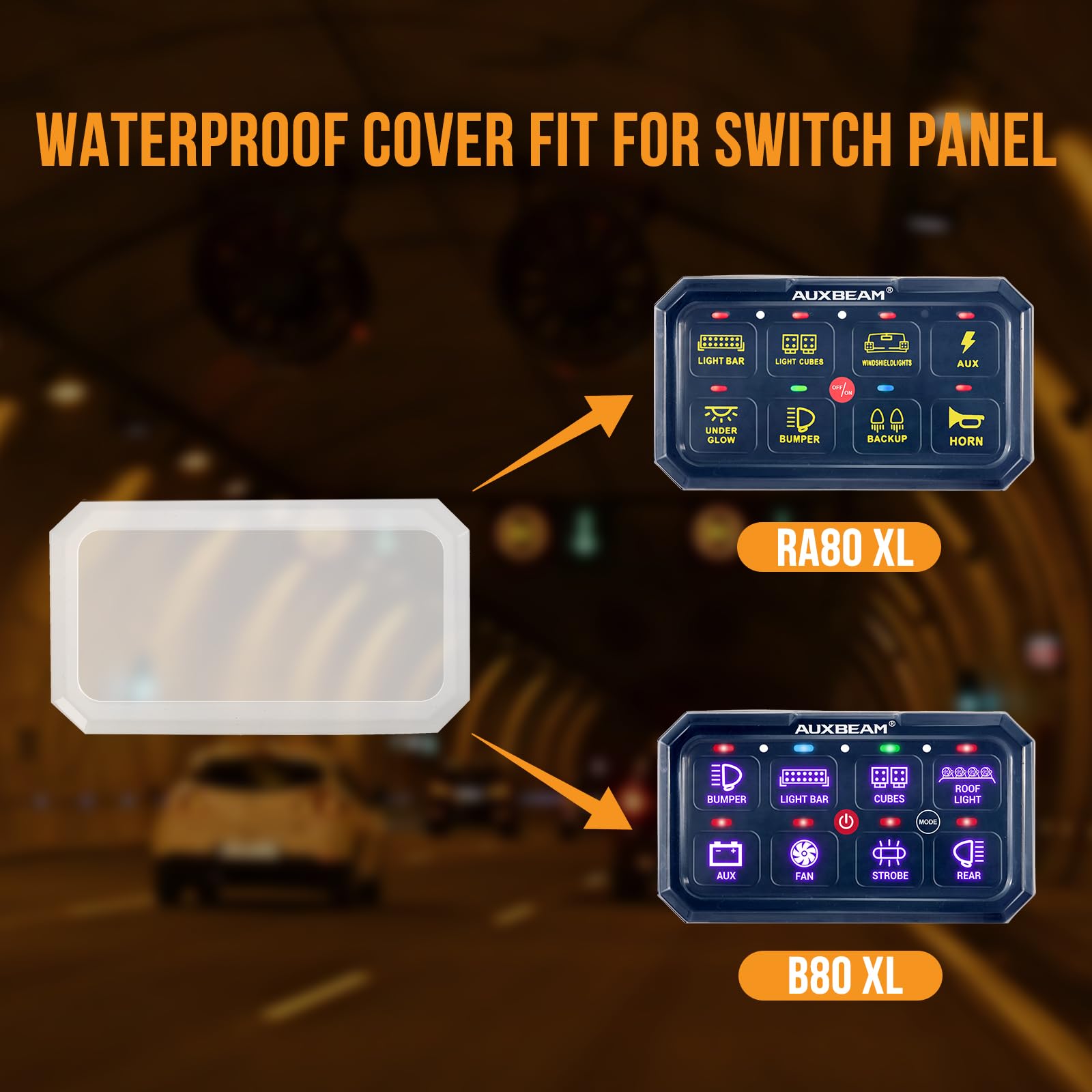 Amazon.co.jp: Auxbeam 8ギャングスイッチパネル 防水カバー 透明 