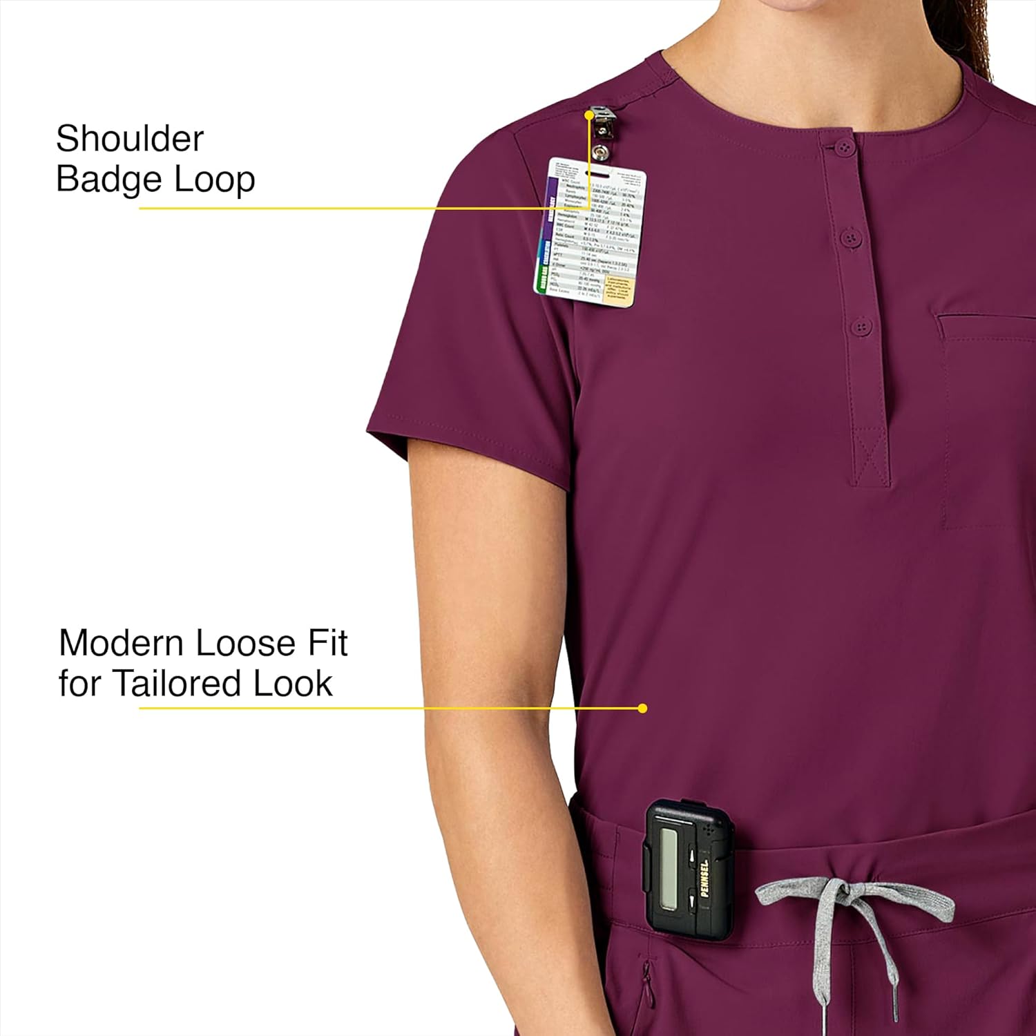 WonderWink Womens Mandarin Collar Tuck-in Top