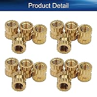 Vista 4 de Yinpecly 100 tuercas moleteadas M2.5, rosca hembra M2.0.197 x 0.150 x 0.157 in, inserción roscada métrica a través de rosca, ajuste prensado