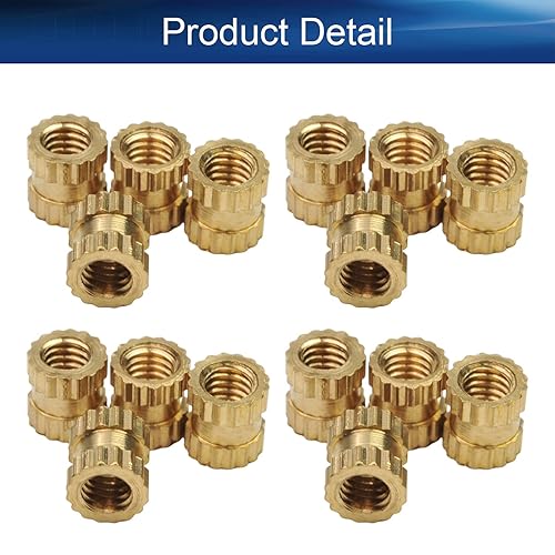 Miniatura 4 de Yinpecly 100 tuercas moleteadas M2.5, rosca hembra M2.0.197 x 0.150 x 0.157 in, inserción roscada métrica a través de rosca, ajuste prensado en