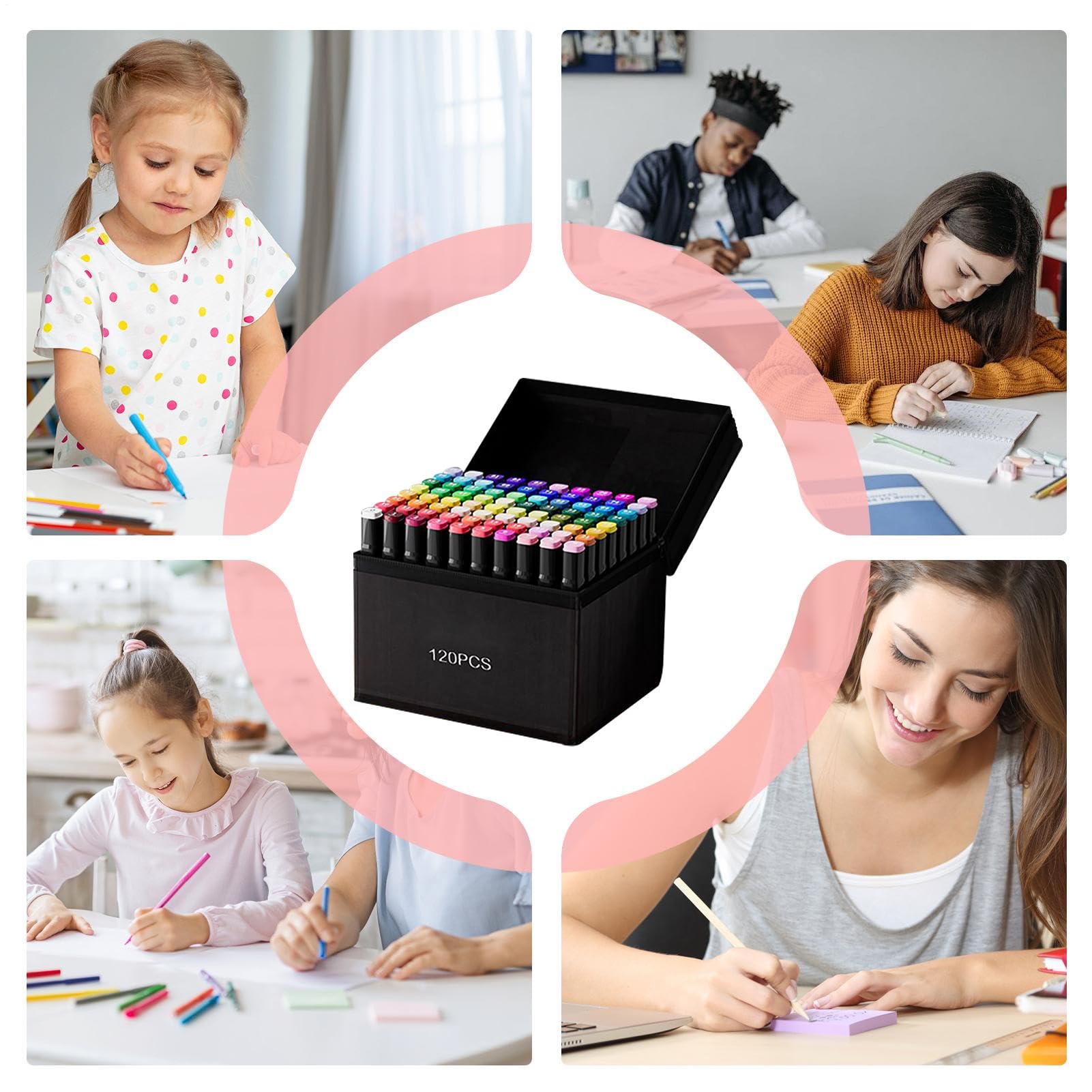 Generisch Kunstmarker - Zeichenstifte & Malmarker,Wasserdichte Ölbasierte Doppelspitze Zeichenstifte Für Kinder Und Erwachsene Zum Malen, Basteln, Schule, Reise & Unterwegs