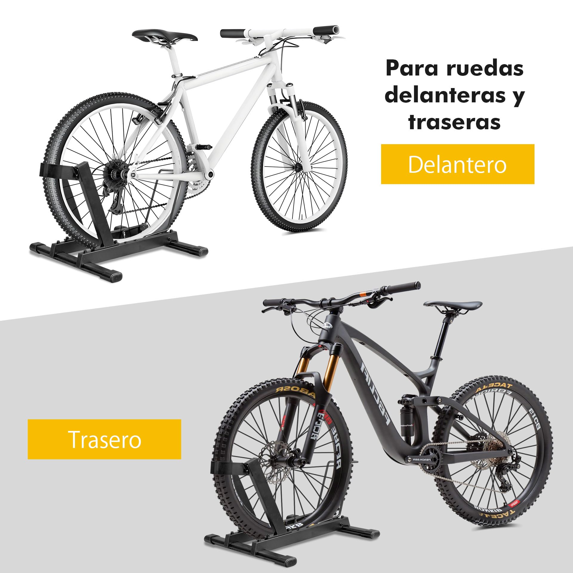 Mimoke Soporte para Bicicletas E-Bike y Bicicletas – Soporte de suelo independiente de acero, ajustable de adelante hacia atrás, para ruedas de 20–29 pulgadas, hasta 38 kg, adecuado para bicicletas