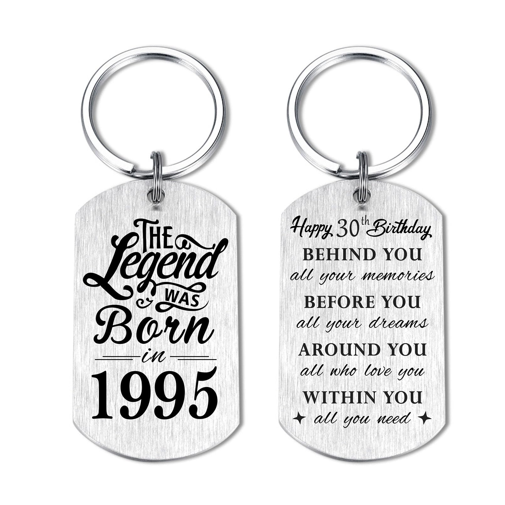 Yobent 30th Birthday Gifts for Him Men 1995, Happy 30th Birthday Keychain, 30 Year Old Bday Gifts for Her Women, The Legend was Born in 1995