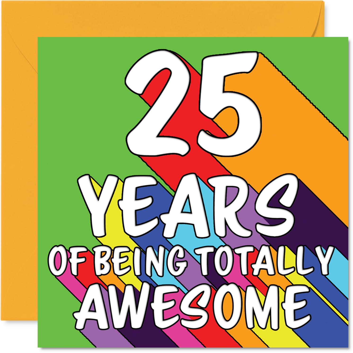 25th Birthday Cards for Women and Men, Rainbow Awesome