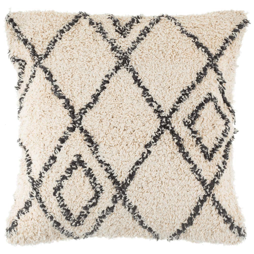 Sass & Belle Berber Style Diamonds Tufted Cushion 1 Count (Pack of 1), Cream