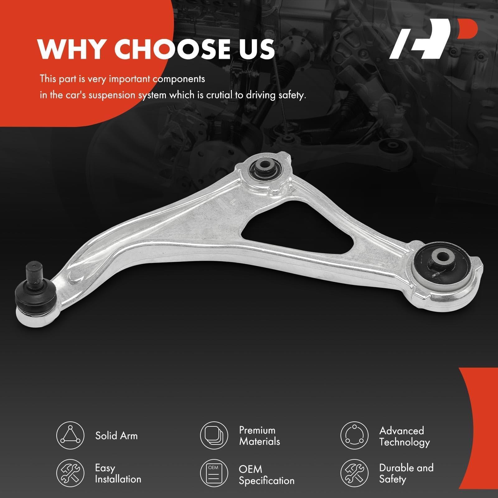 Front Right Lower Control Arm With Ball Joint For 2016-2018 Nissan Altima & Maxima - Detroit Axle 7 thumbnail image