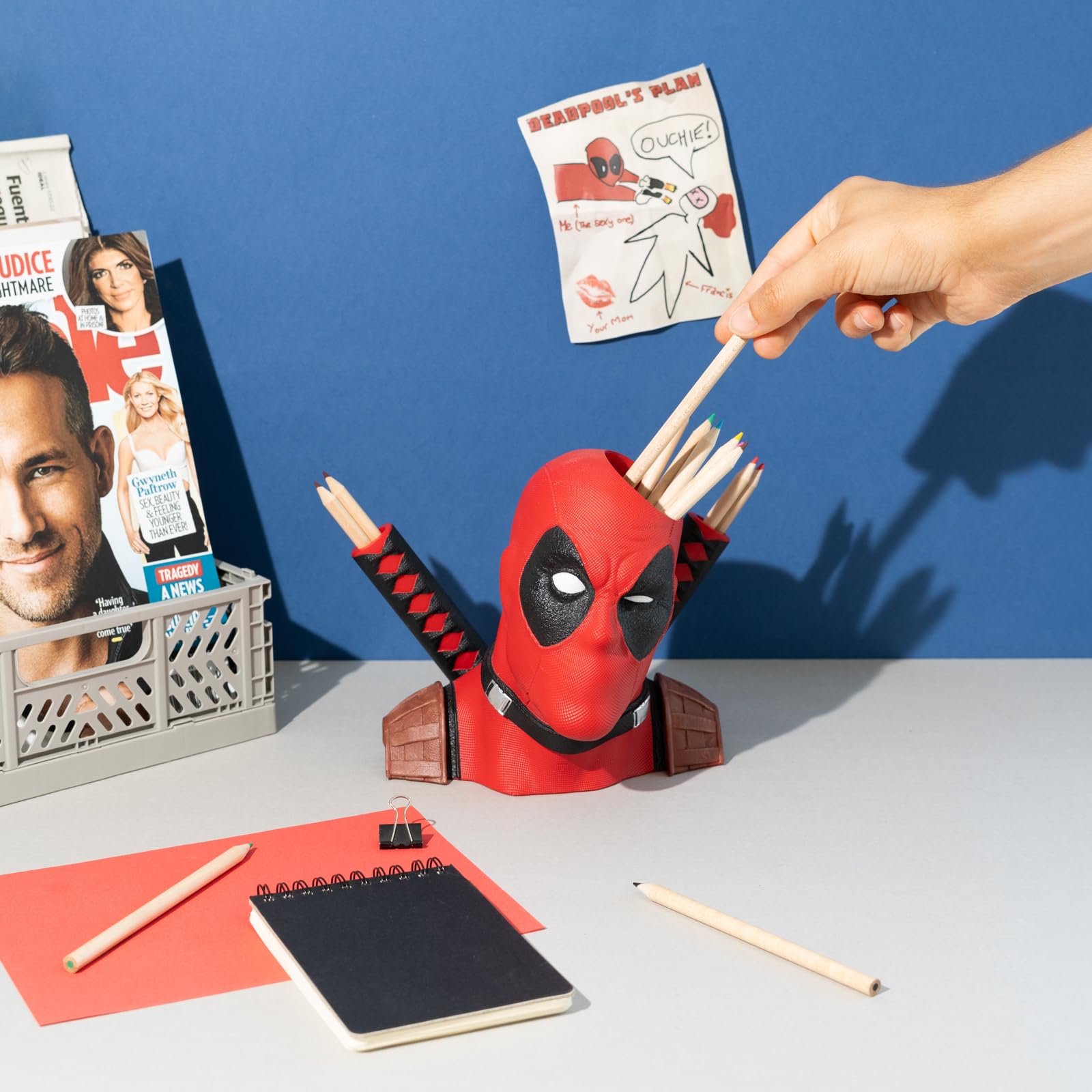 Grupo Erik Marvel Deadpool Pen Holder | Pen Holder For Desk, Pen Pot, Pencil Pot, Pencil Holder | Desk Organiser, Desk Accessories | Deadpool Figure, Deadpool & Wolverine, Deadpool Gifts, Marvel Gifts