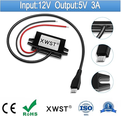 Miniatura 2 de DC a DC 12V a 5V 3A 15W 15W con adaptador de corriente de salida micro USB, convertidor de adaptador de corriente de 8V-22V a 5V Regulador de