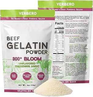 Yerbero - Premium Unflavored 300° Bloom Beef Gelatin Powder 4oz (114g) | Thickening Agent | Grenetina en Polvo Sin Sabor | Swiftly Solidifies, Stabilizes, and Enhances for Culinary & Baking Endeavors.
