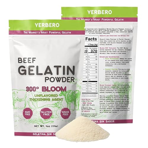 Miniatura 10 de Yerbero - Polvo de gelatina de carne de res de 300° sin sabor prémium de 8 onzas (7.97 oz) Agente espesante Grenetina en Polvo Sin Sabor