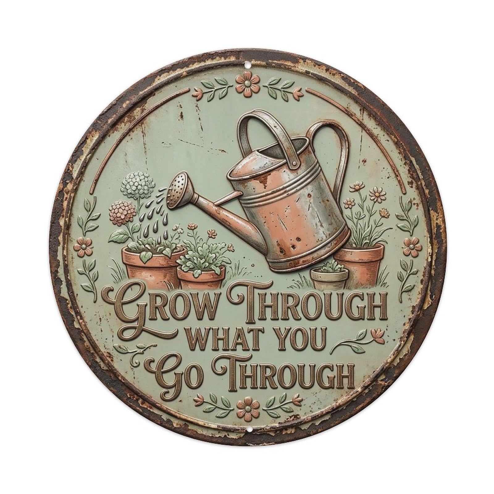 Watering Can Bloom Garden Metal Tin Sign