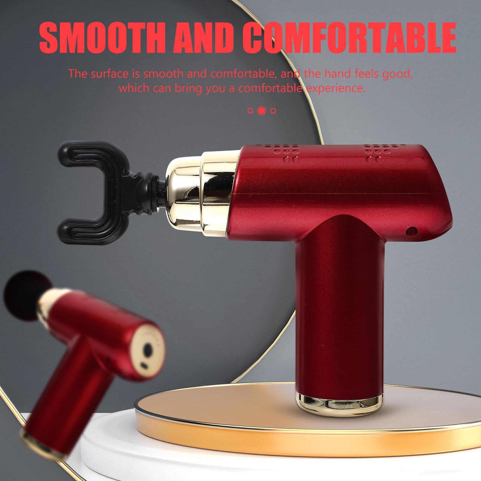 Masajeador Muscular Eléctrico de Percusión Mini Ajustable Rojo | Abs, 6 Velocidades y 4 Cabezales, Batería 7, 4v 1200mah, Carga Tipo C, 25w