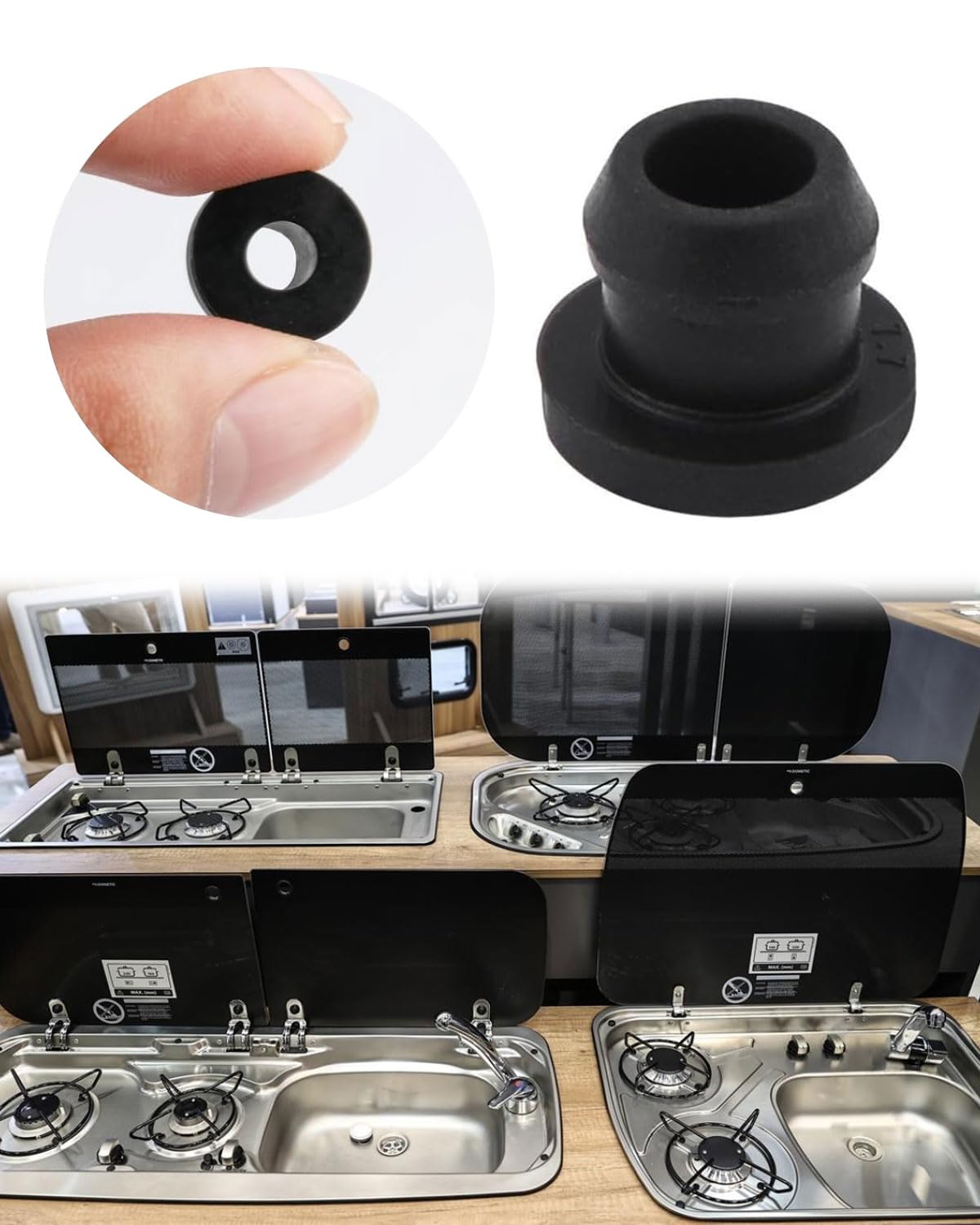KEMUZ 20x Topfträgergummis für Dometic Gasherd – Hochtemperatur-Silikon Gummipuffer (5mm), Kompatibel mit Smev/Thetford, Wohnmobil & Caravan Ersatzteile