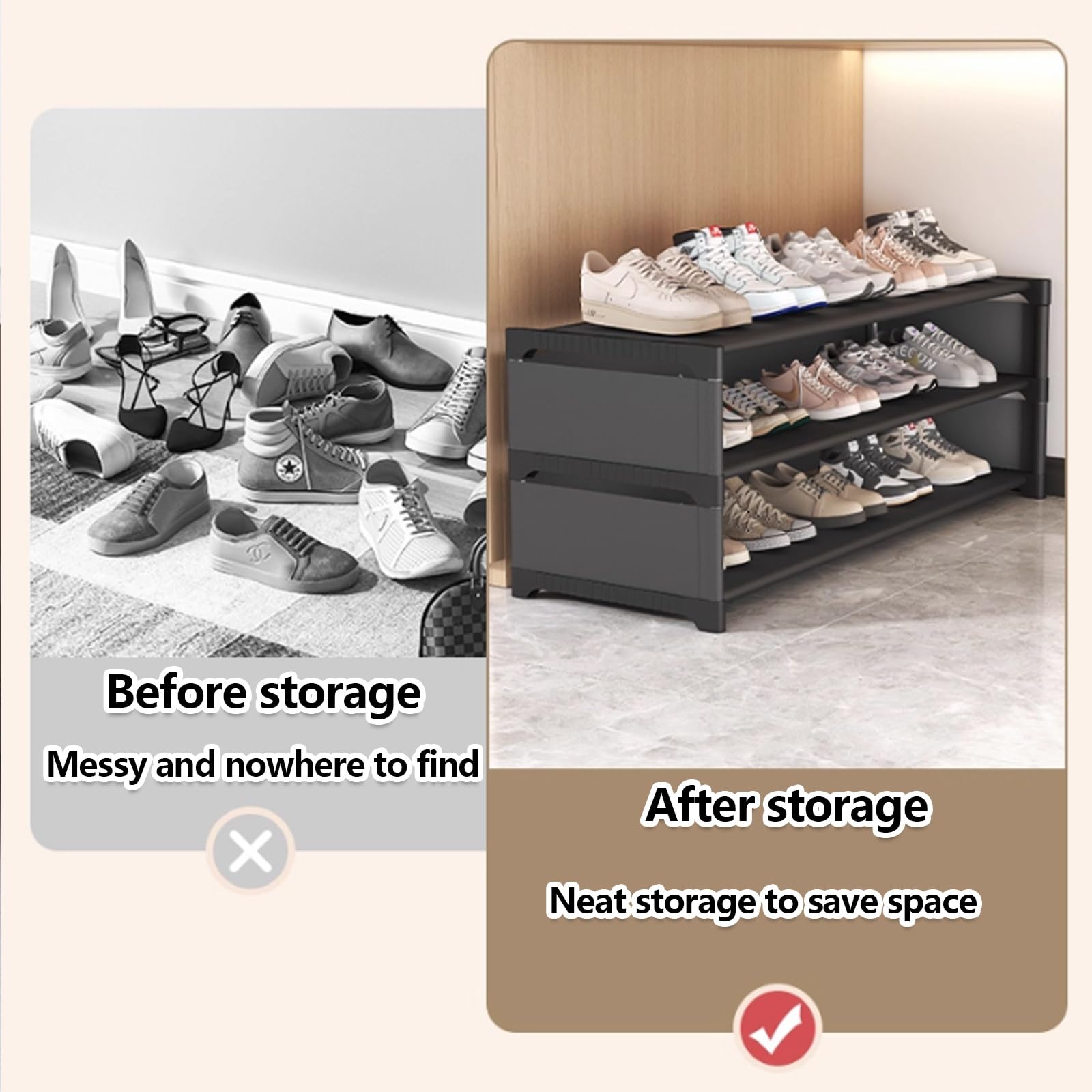 Zapatero para debajo de la cama con ruedas, carrito organizador de zapatos con ruedas de 3 niveles para almacenamiento, estante portátil para zapatos para pasillo, armario, dormitorio