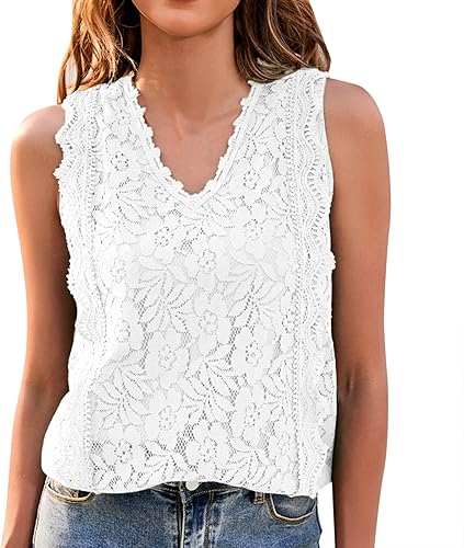 SNKSDGM Camisetas sin mangas para mujer con cuello en V y volantes estilo casual para el trabajo oficina para verano ajuste holgado