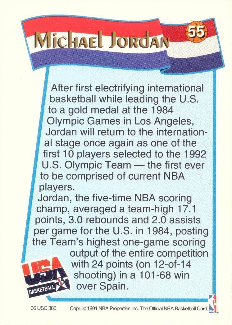1991-92 NBA Hoops #55 Michael Jordan Team USA Olympic Basketball Card