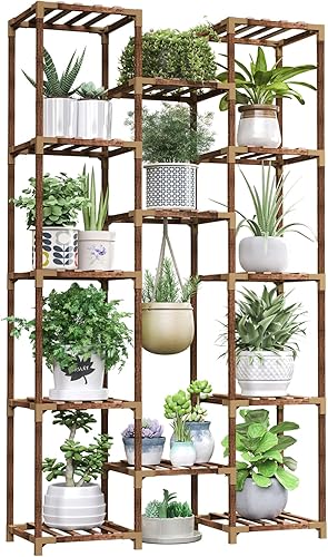 Miniatura 6 de HOMKIRT Soporte para plantas de 16 niveles para interiores y exteriores, estante grande y alto para múltiples macetas, soporte de mesa, soporte de
